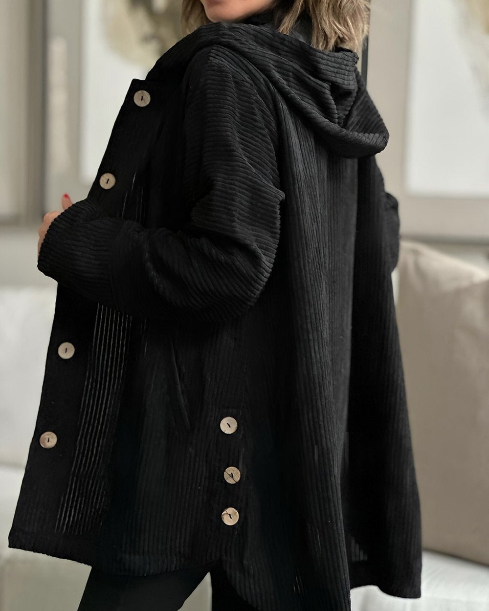 Cordia - Corduroy Hooded Cardigan