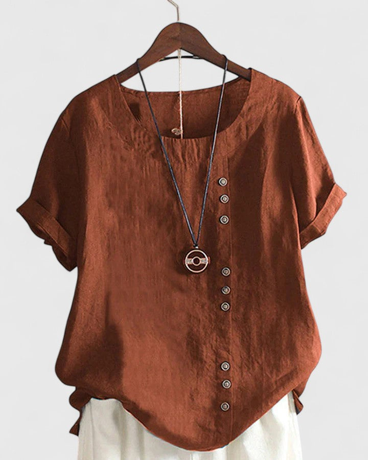 Elisavie - Comfortable Short Sleeve Blouse