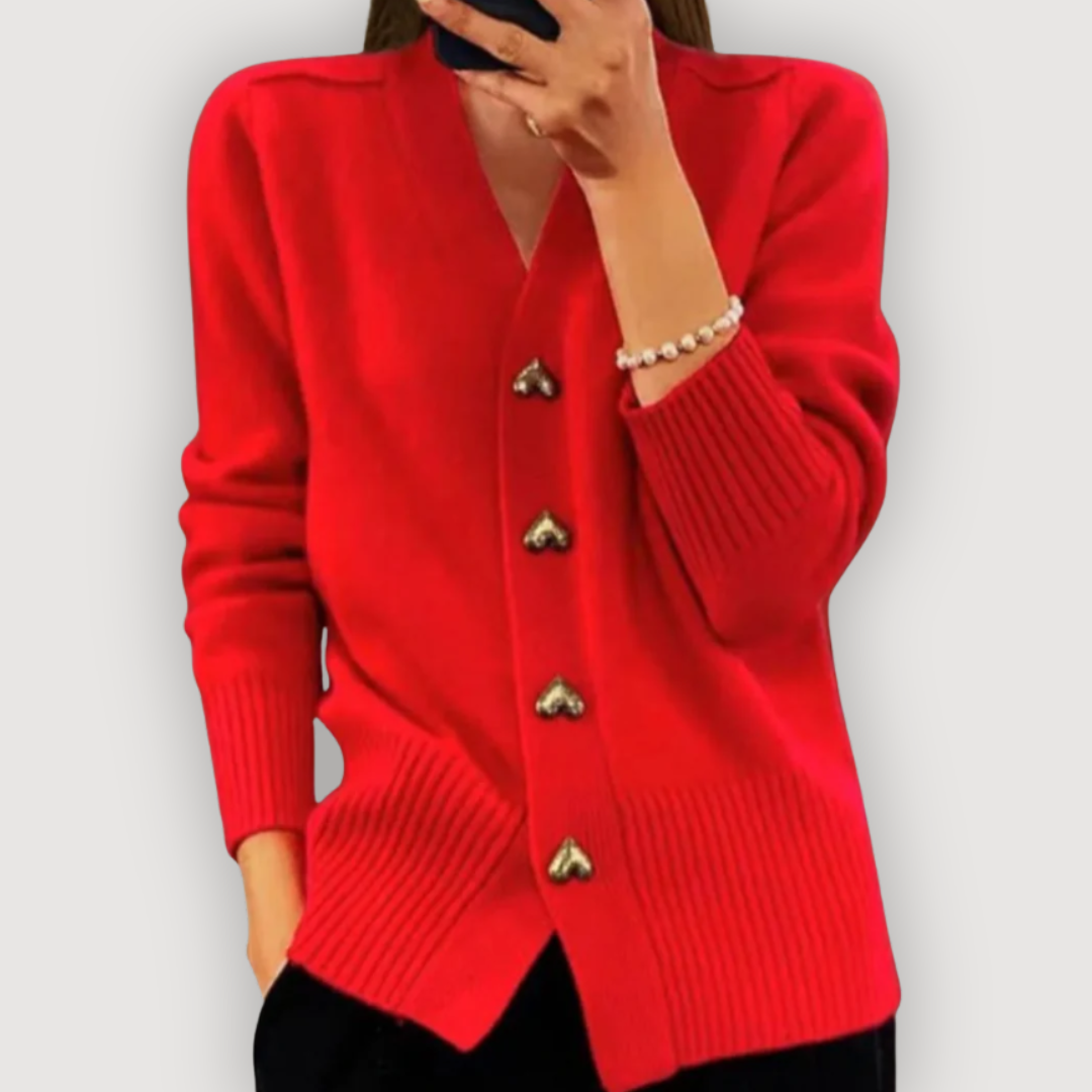 BELLA – HEART BUTTON CARDIGAN
