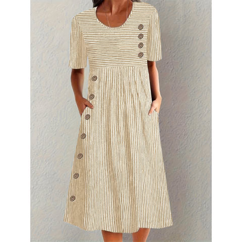 Aubrey - Elegant Striped Summer Midi Dress