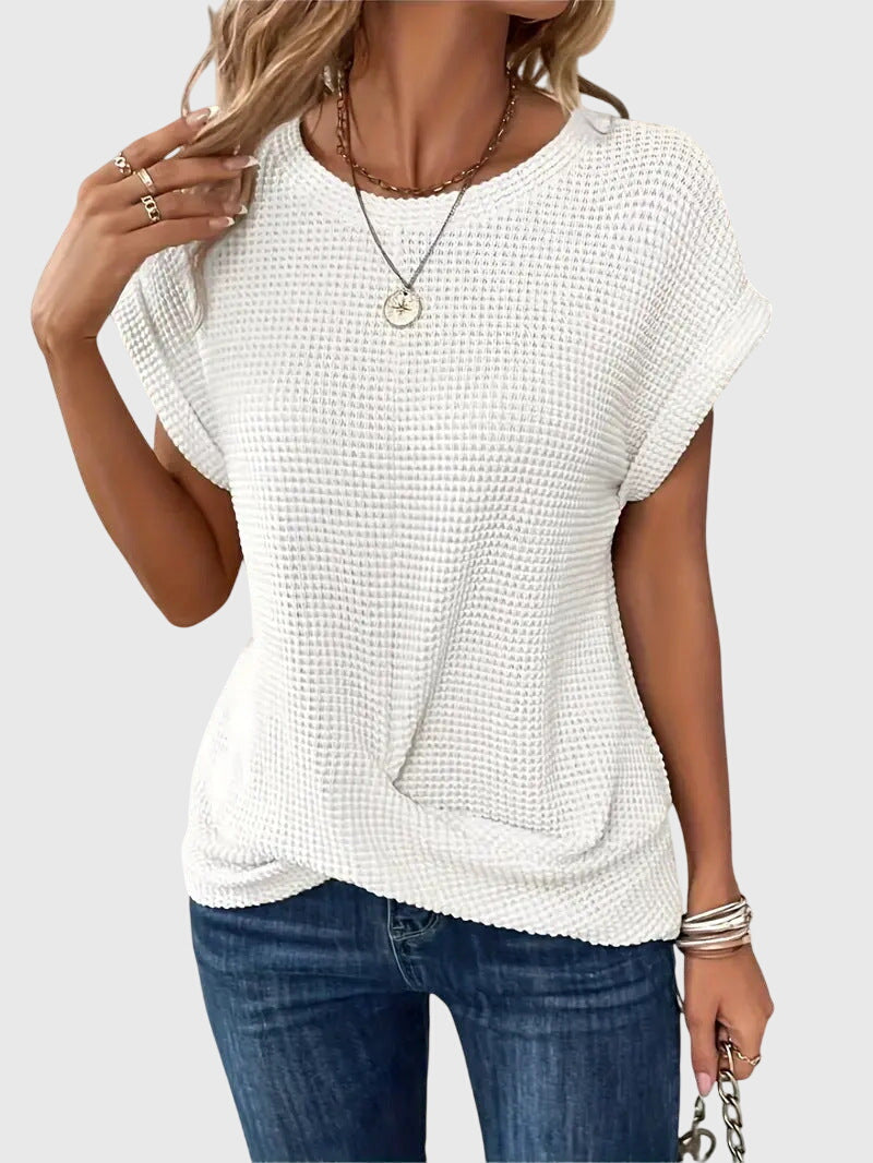 Isa - Elegant Blouse with Crew Neck