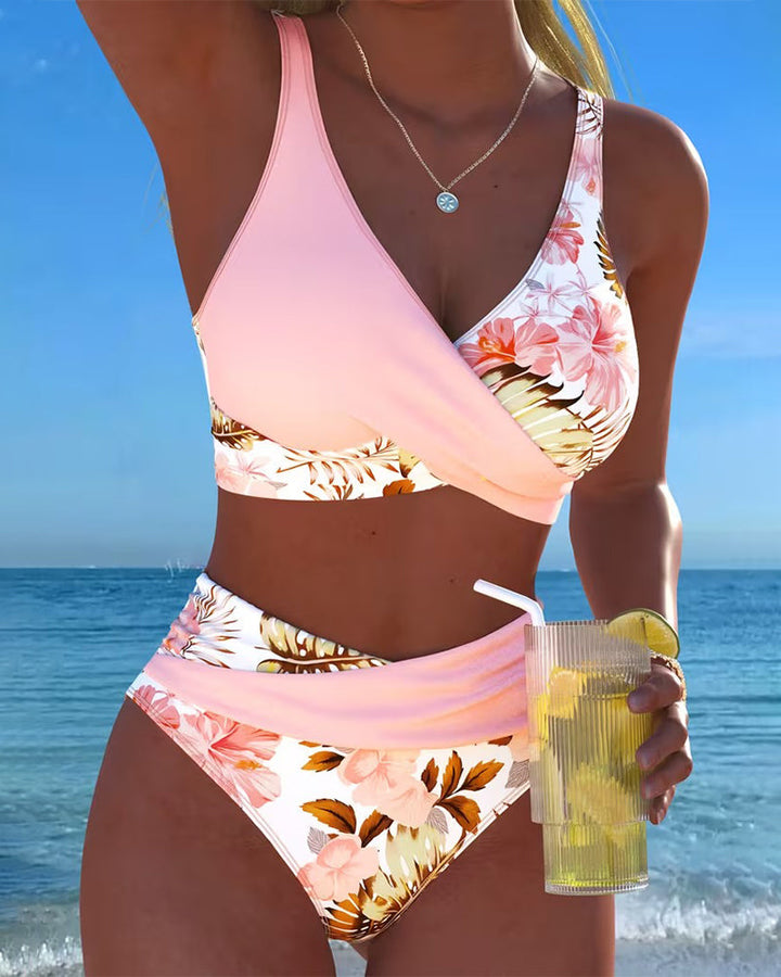 Lorraine - Bikini with Contrasting Floral Print and Slit