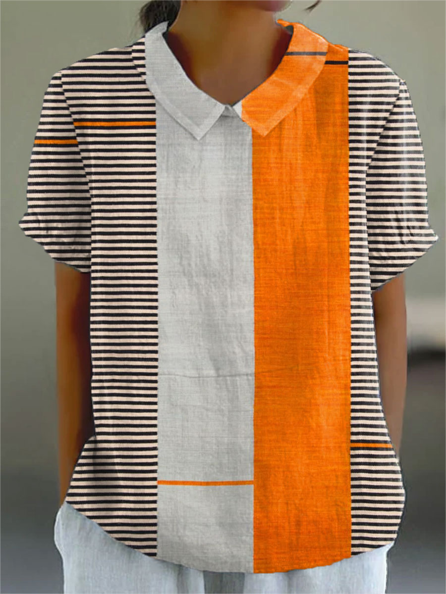 Lena - Striped Color Block Blouse