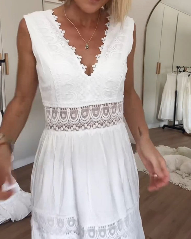 Charlotte - Handcrafted Lace Dress with V-Neckline