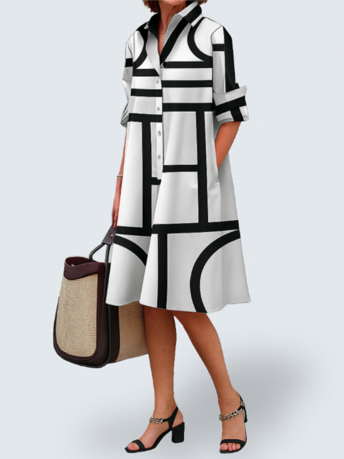 Axis - Shirt Dress with Geometric Print