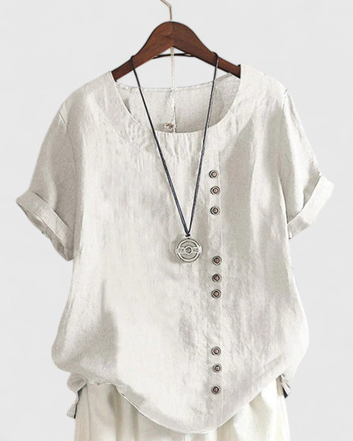 Elisavie - Comfortable Short Sleeve Blouse