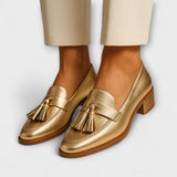 Sally - Gold Loafers