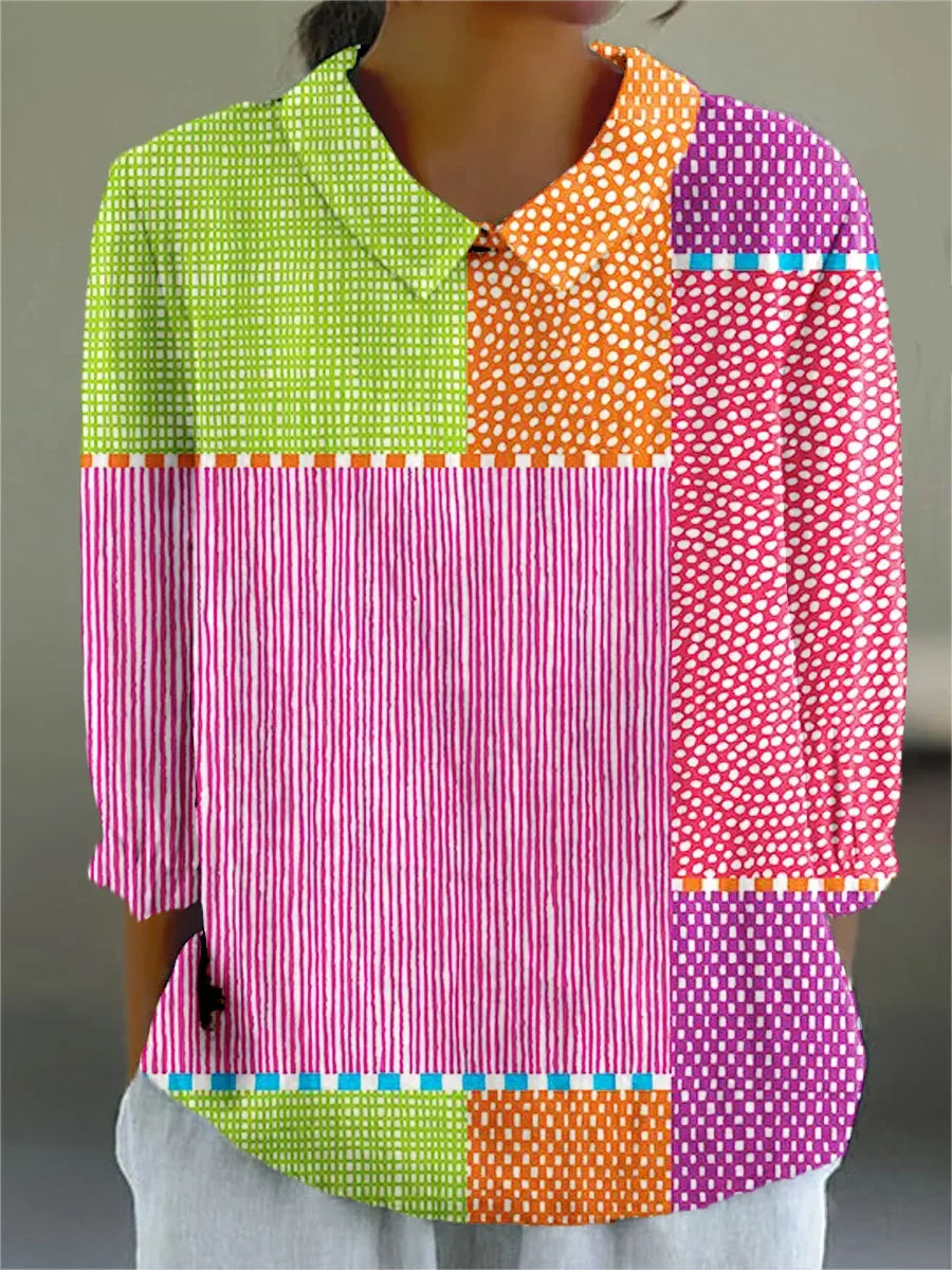 Megan - Playful Patchwork Blouse
