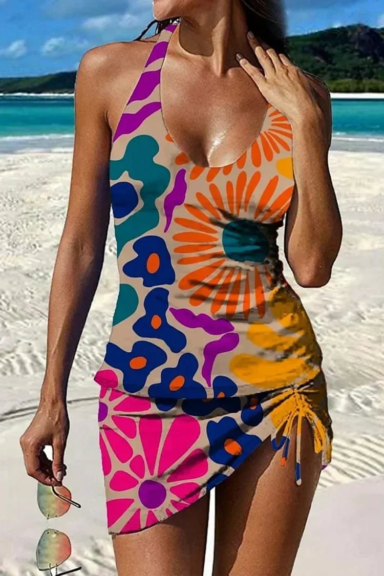 Faith - Floral Graphic Tankini with Shorts, Tummy Control Effect