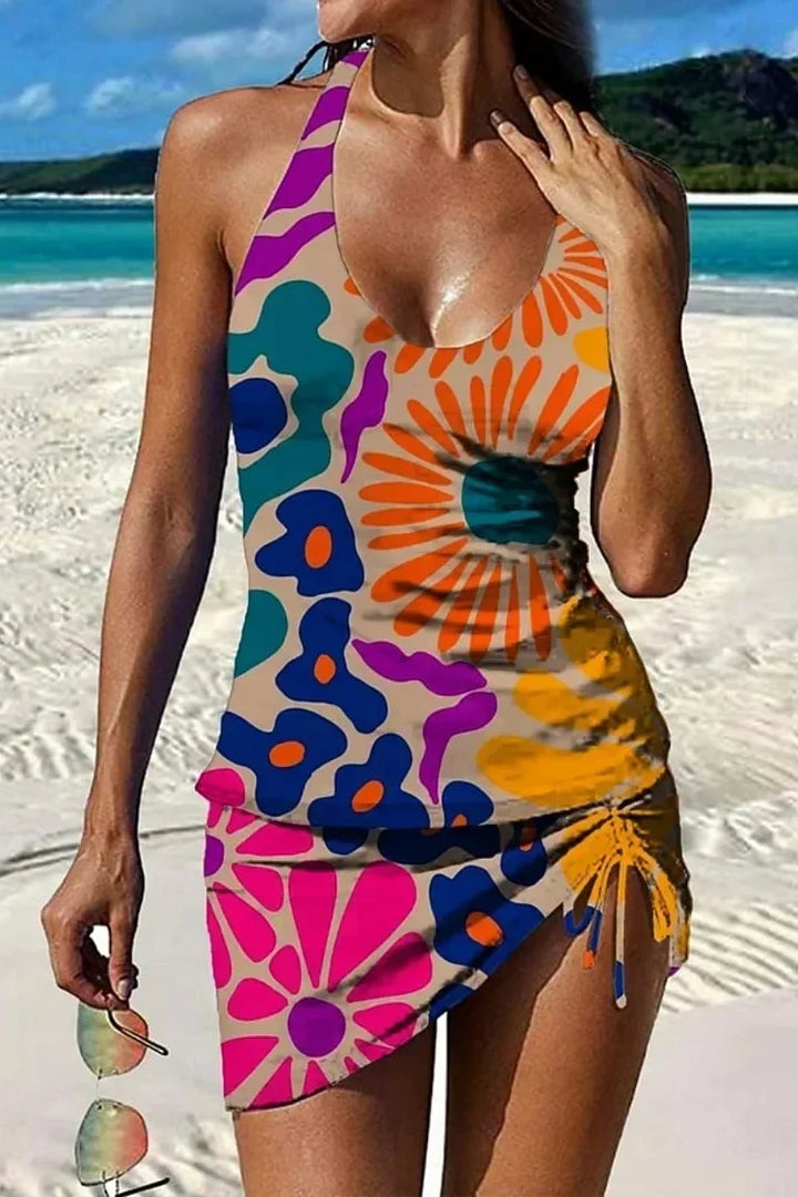 Faith - Floral Graphic Tankini with Shorts, Tummy Control Effect