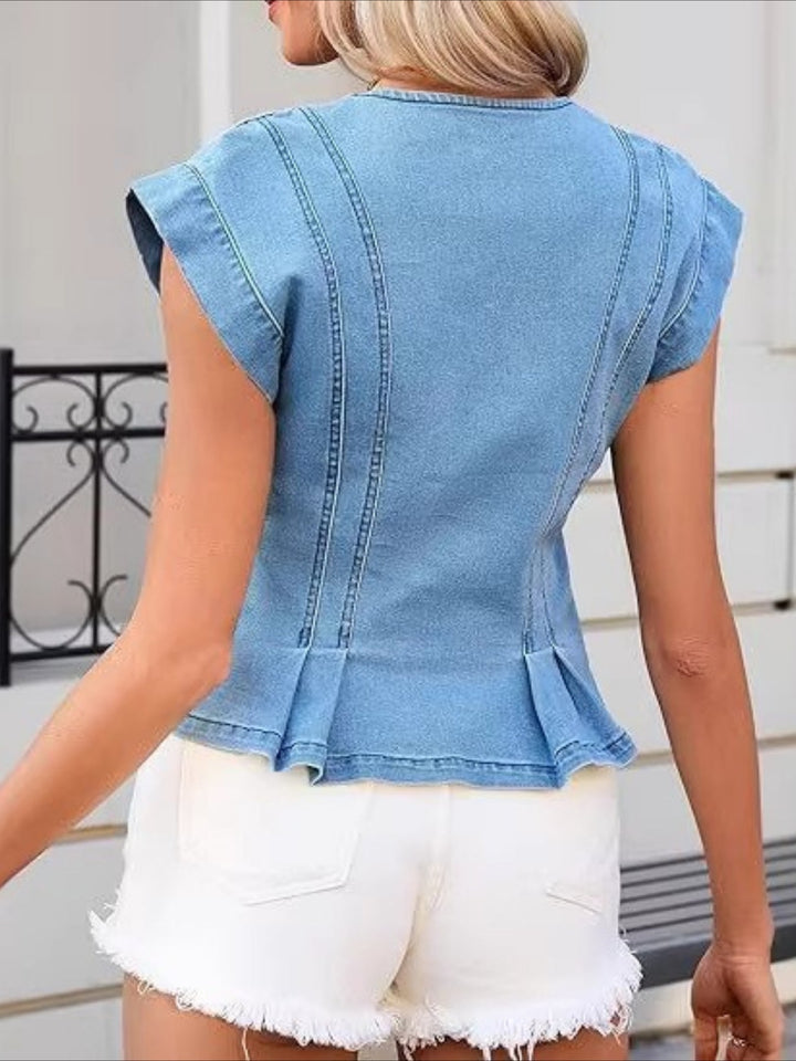 Viera - V-Neck Denim Top