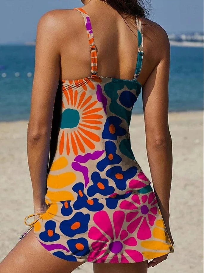 Faith - Floral Graphic Tankini with Shorts, Tummy Control Effect