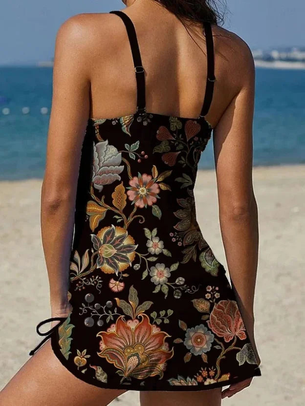Faith - Floral Graphic Tankini with Shorts, Tummy Control Effect