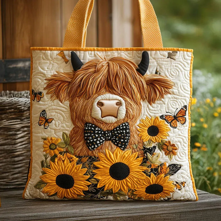 Handmade Bag - Highland Cow with Sunflowers