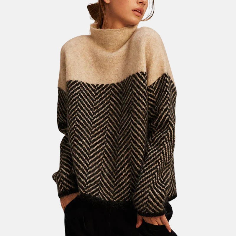 Eva - Structured Two-Tone Knit Sweater