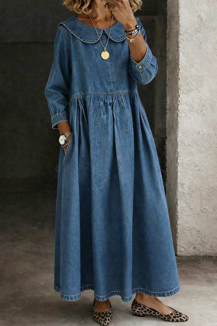Clara - Peter Pan Collar Denim Dress
