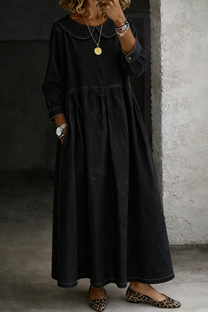 Clara - Peter Pan Collar Denim Dress