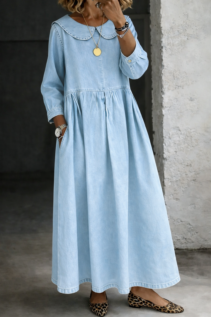 Clara - Peter Pan Collar Denim Dress