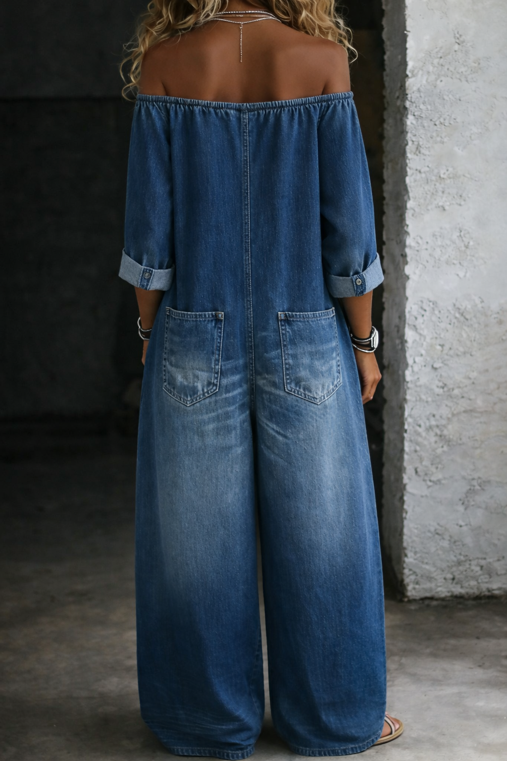 Helena - Long Sleeve Jumpsuit with Exposed Shoulders