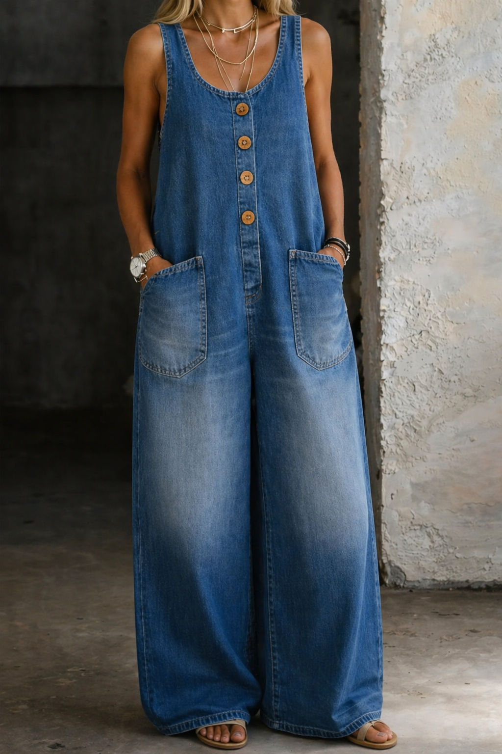 Saylor - Vintage Washed Cotton Denim Overalls