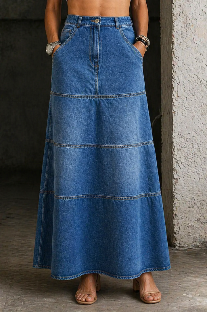 Mary - Mid-Length Denim Skirt