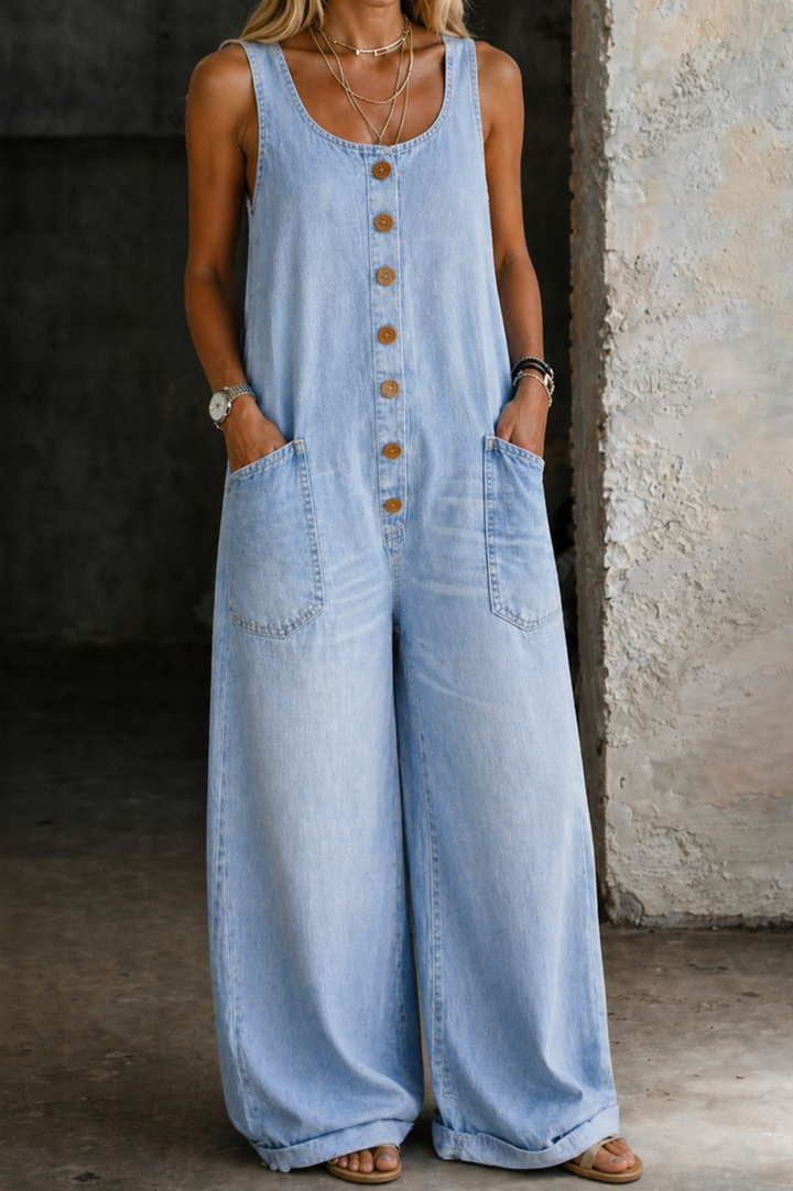 Saylor - Vintage Washed Cotton Denim Overalls