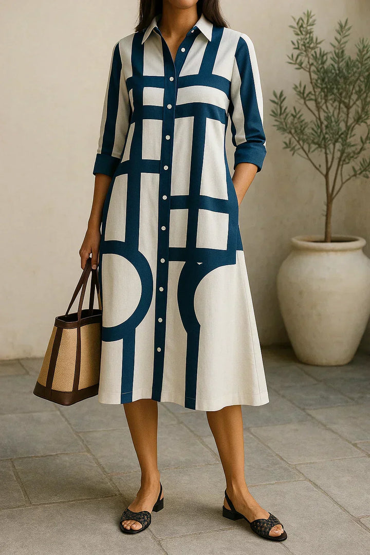 Axis - Shirt Dress with Geometric Print