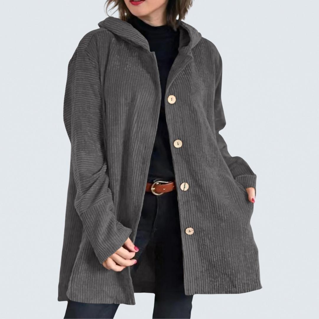 Cordia - Corduroy Hooded Cardigan