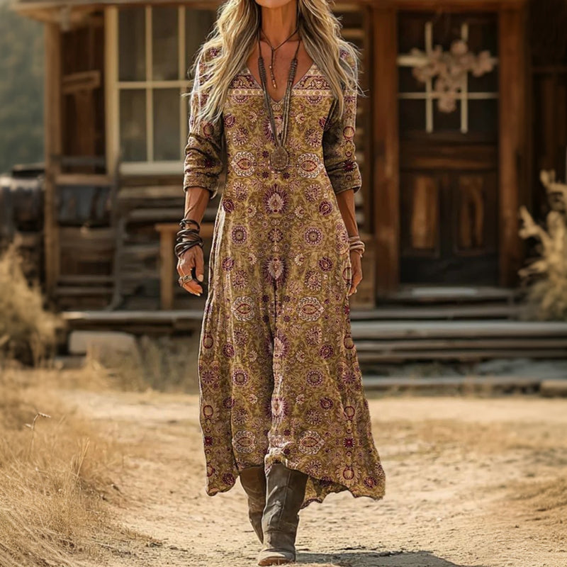 Christine - Casual Long Sleeve Dress Inspired by Vintage
