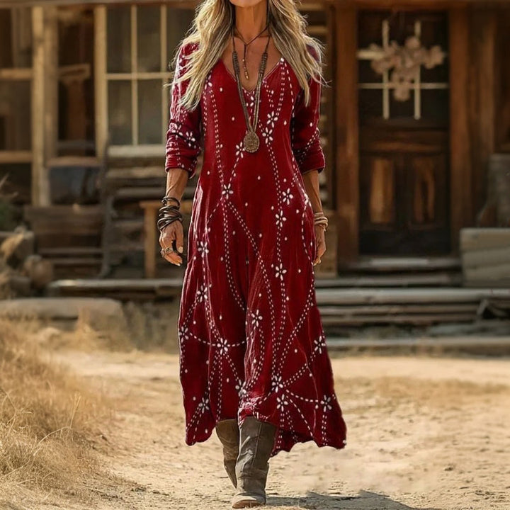 Christine - Long Sleeve Casual Dress with Vintage Inspiration