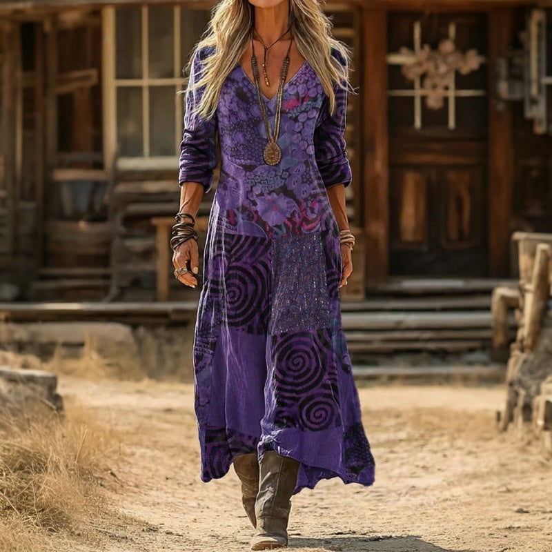 Christine - Casual Long Sleeve Dress with Vintage Inspiration