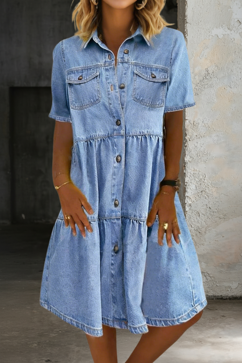 Sophia - Casual Elegant Denim Dress