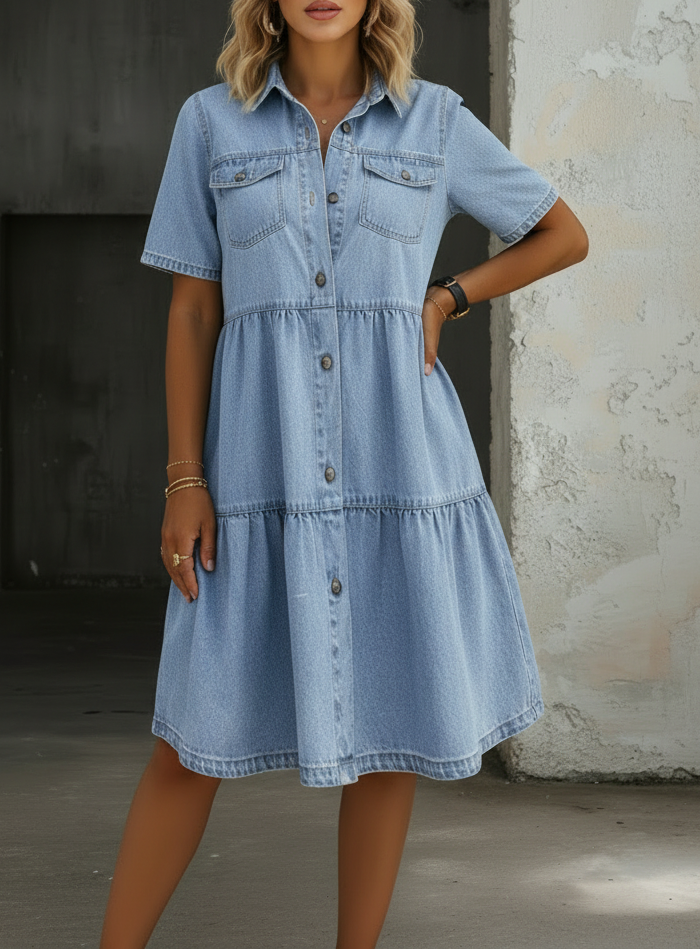 Sophia - Casual Elegant Denim Dress