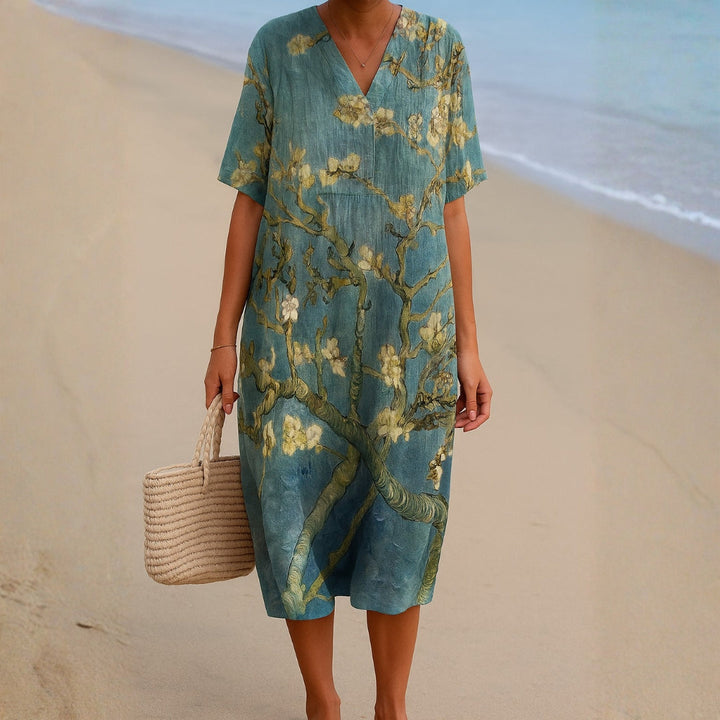 Mara - Floral Dress in Aqua Green