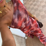 Frieda - Maxi Dress with Watercolor Pattern and Off-Shoulder Cut
