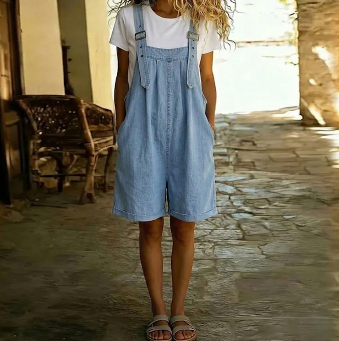 Lillian - Short Denim Jumpsuit with Soft Cotton Touch