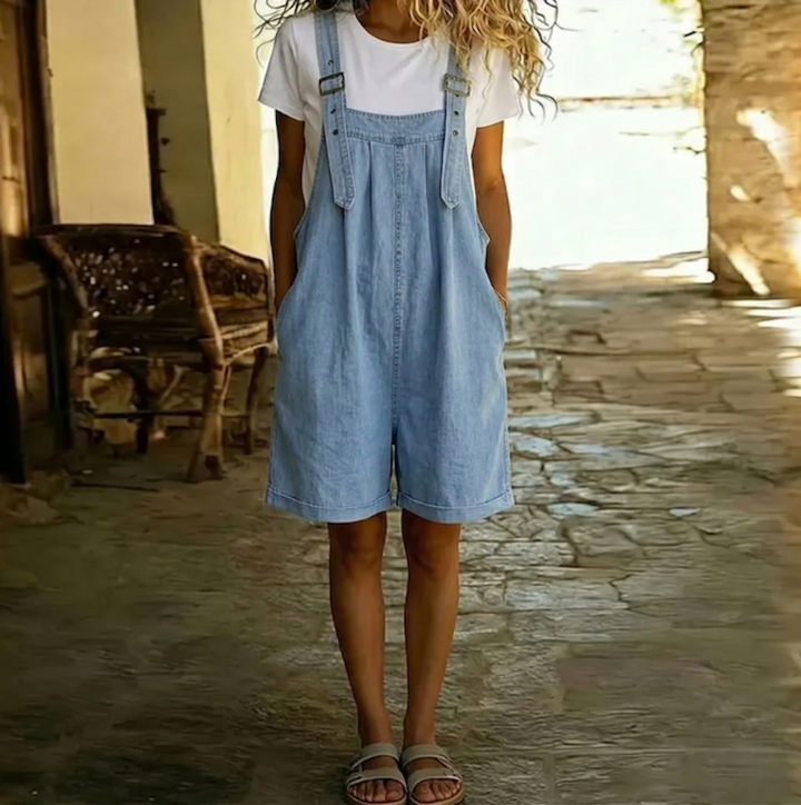 Lillian - Short Denim Jumpsuit with Soft Cotton Touch