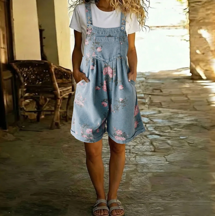 Joanne - Floral Denim Jumpsuit