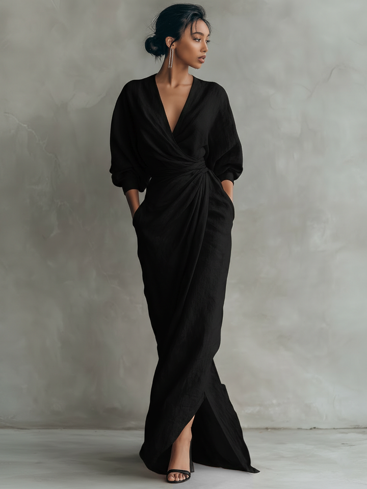 Alessia - Pink Linen Maxi Dress