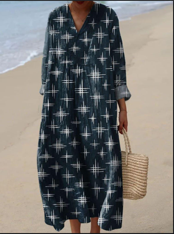 Nadia - Bohemian Dress with Star Print