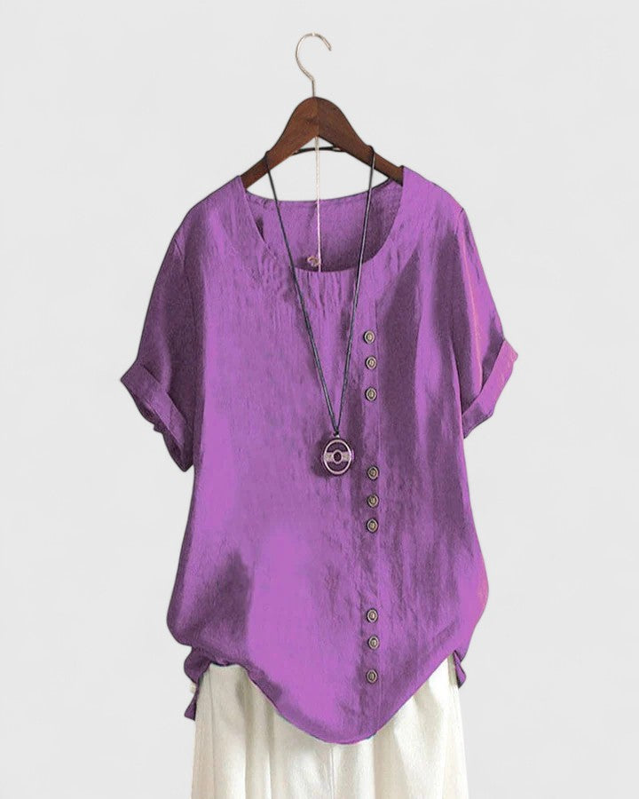 Elisavie - Comfortable Short Sleeve Blouse