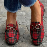 Sarah | Golden Checkered Loafers