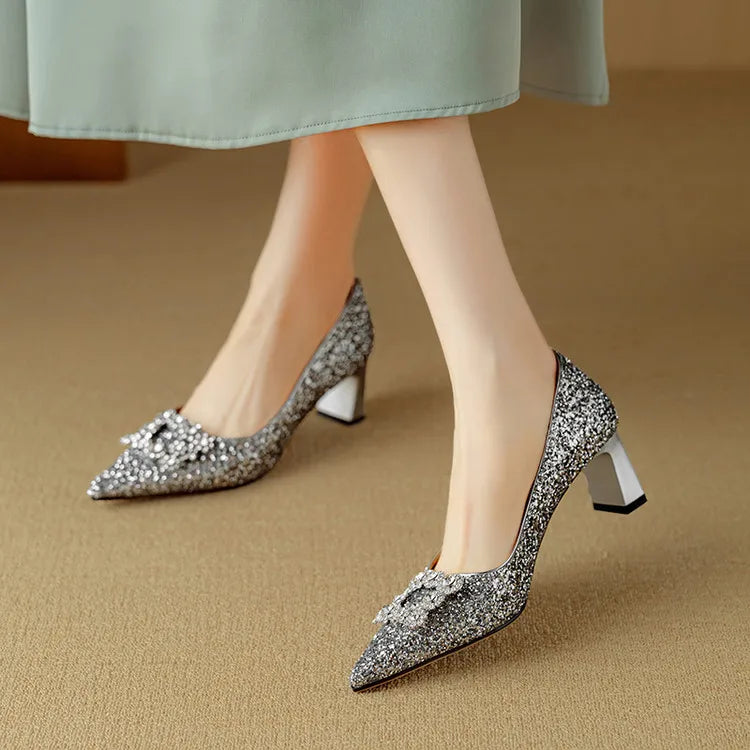 Olivia | Glitter Block-Heel Pumps