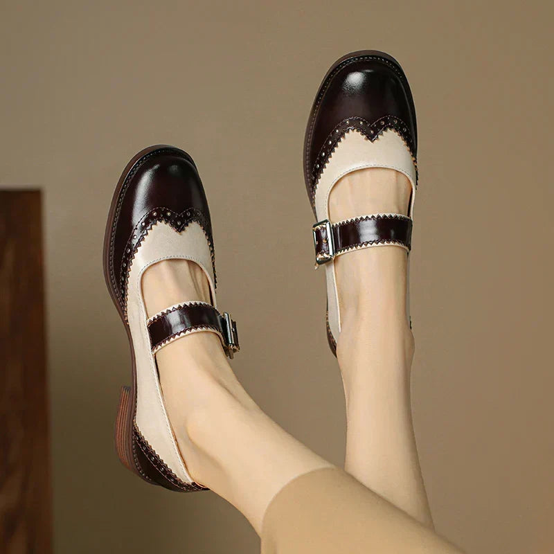 Maya | Brogue Leather Mary Janes