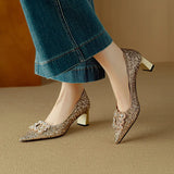 Olivia | Glitter Block-Heel Pumps