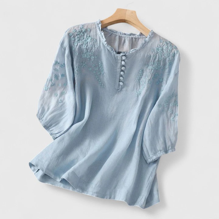 Vasilene - Elegant Button-Front Blouse