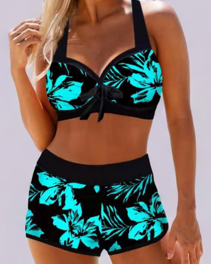 Simone - High-Waisted Swimsuit with Floral Print