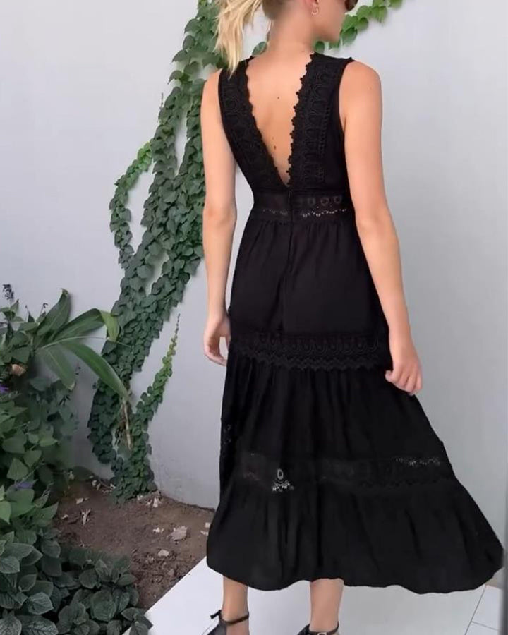 Charlotte - Handcrafted Lace Dress with V-Neckline
