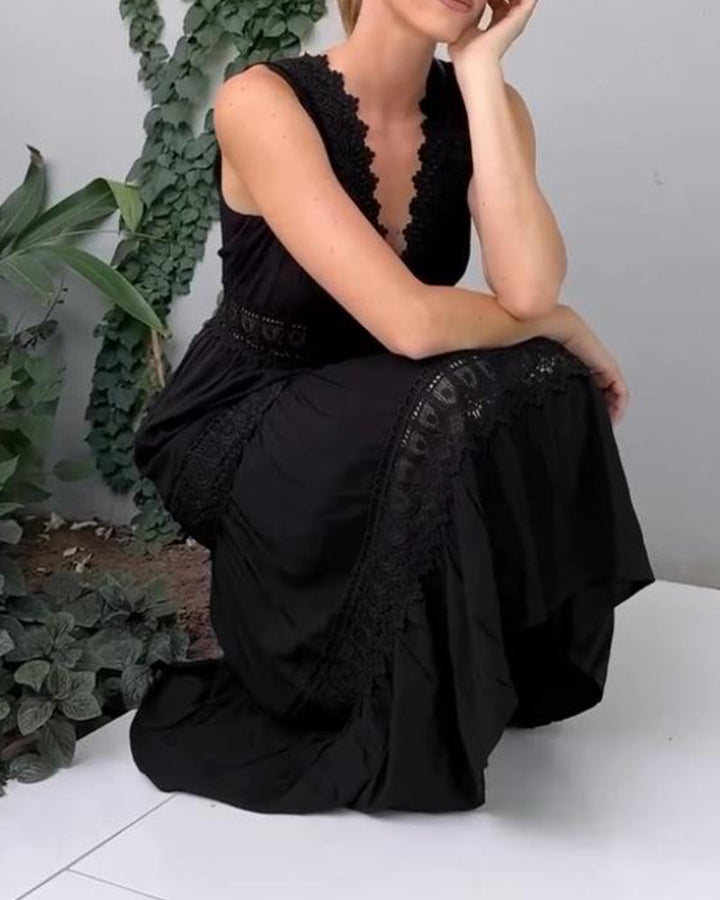 Charlotte - Handcrafted Lace Dress with V-Neckline