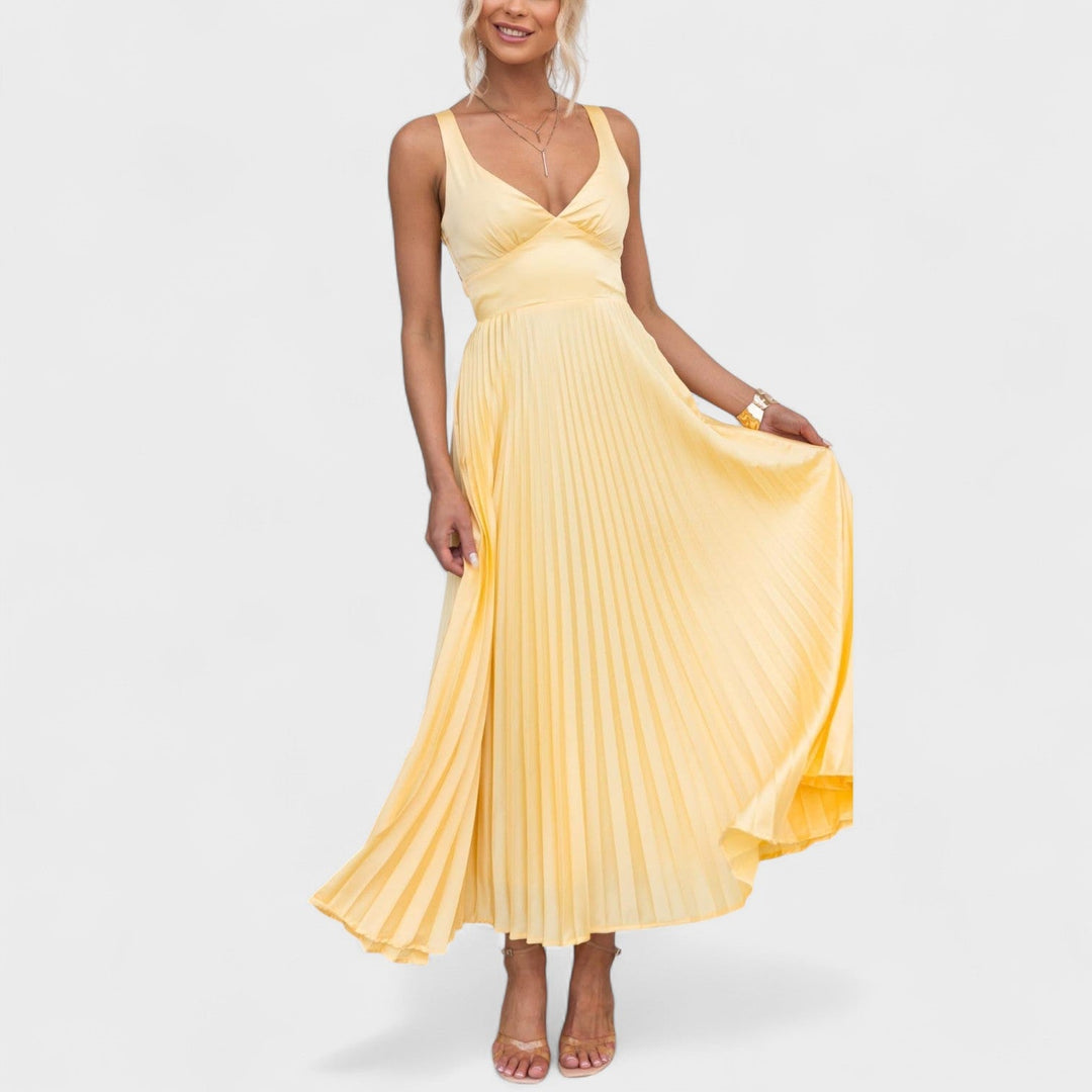 Abigail - Yellow Pleated Maxi Dress